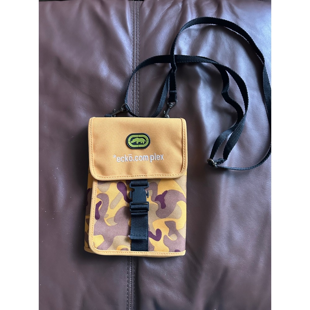 Ecko Unltd Complex Yellow Camo Neck Wallet‎ Crossbody Bag Streetwear Tactical